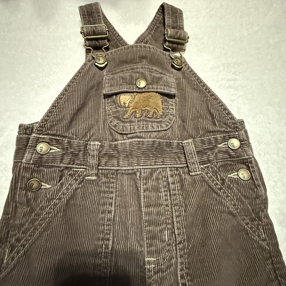 Y2K 2008 Gymboree Boys Brown Corduroy Embroidered Overalls Size 12-18 Mos - Picture 3 of 7